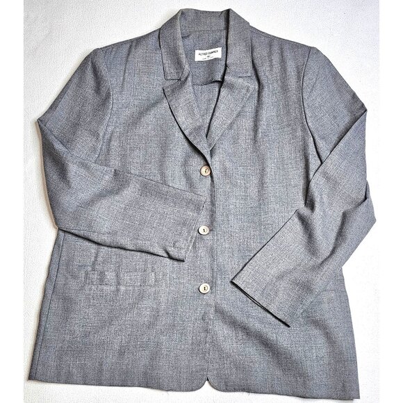 Vintage Alfred Dunner Women Gray Blazer & Skirt Suit Set Size 16 Polyester Blend - Picture 3 of 15